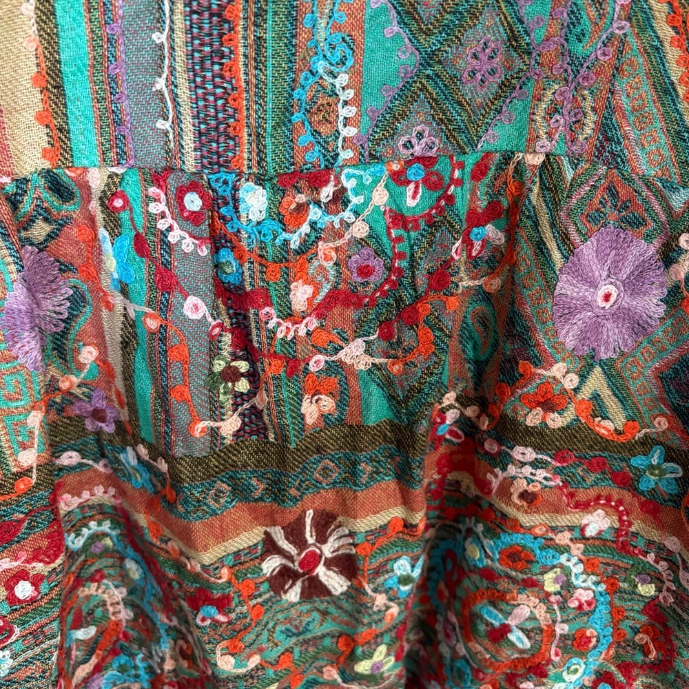 Anu Embroidered Patchwork Silk Open Front Jacket … - image 10